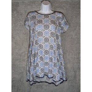 Sadie & Sage Mini Dress Size Large Geometric Mini Pull Over trapeze Preppy